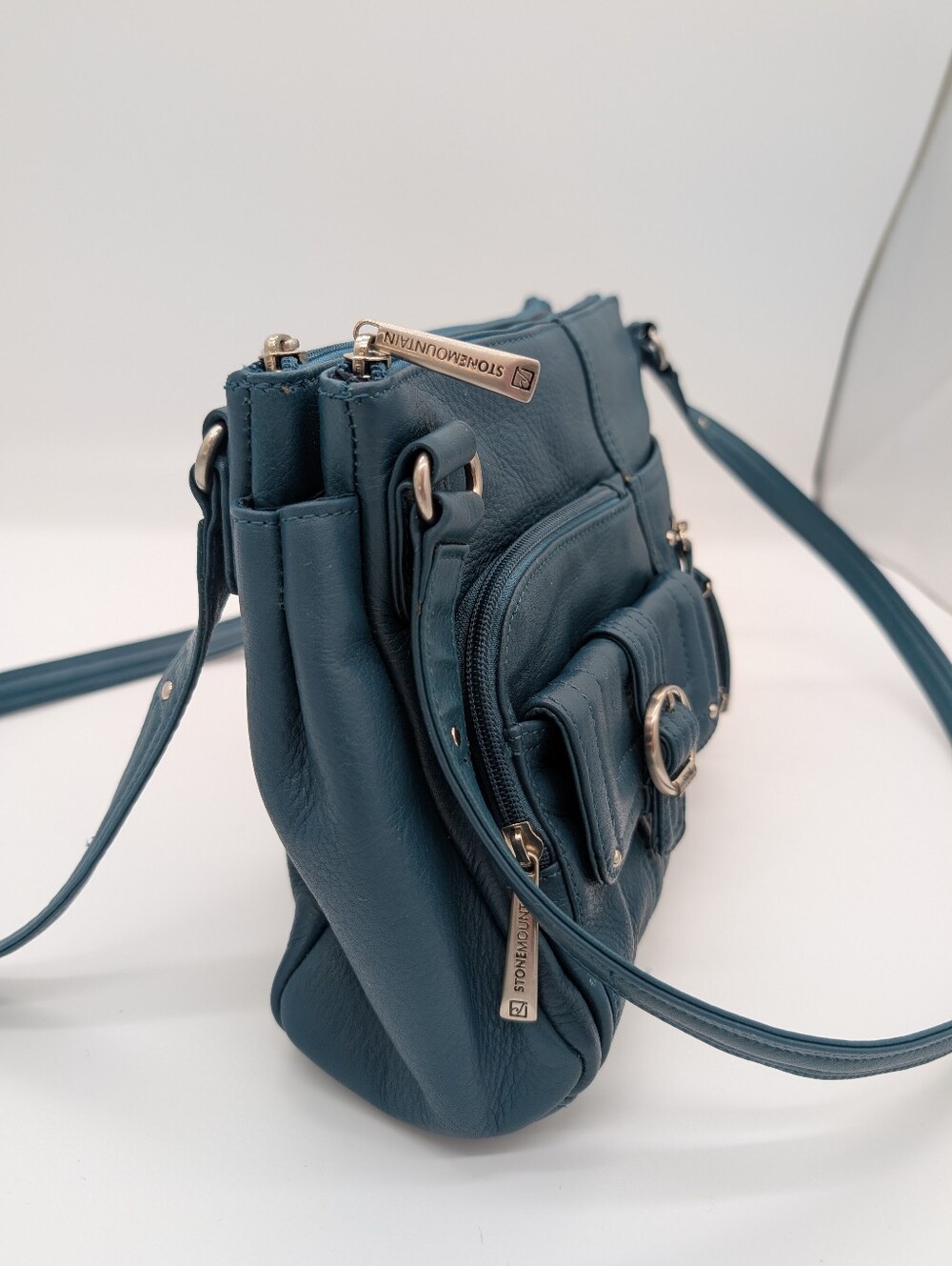 Stone Mountain Genuine Leather Shoulder Bag Purse Multiple Pockets Y2K - Picture 7 of 12